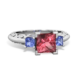 Pink Tourmaline Eternal Embrace Engagement 14K White Gold ring C2001