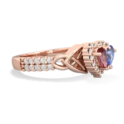 Pink Tourmaline Celtic Knot Two Hearts As One 14K Rose Gold ring R2644HRT