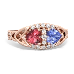 Pink Tourmaline Sparkling Celtic Knot 14K Rose Gold ring R2645