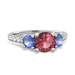 Pink Tourmaline Pave Trellis 14K White Gold ring R5500