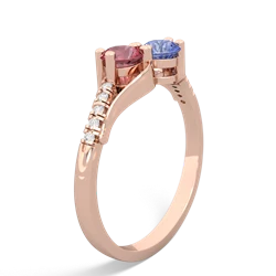 Pink Tourmaline Infinity Pave Two Stone 14K Rose Gold ring R5285