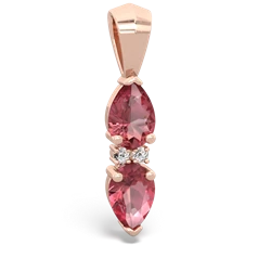 Pink Tourmaline Bowtie Drop 14K Rose Gold pendant P0865