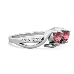 Pink Tourmaline Side By Side 14K White Gold ring R3090