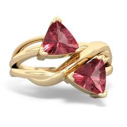 Pink Tourmaline Split Band Swirl 14K Yellow Gold ring R2341