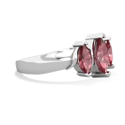 Lab Ruby Three Peeks 14K White Gold ring R2433