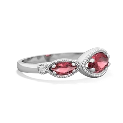 Lab Ruby Milgrain Marquise 14K White Gold ring R5700