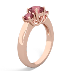 London Topaz Three Stone Round Trellis 14K Rose Gold ring R4018