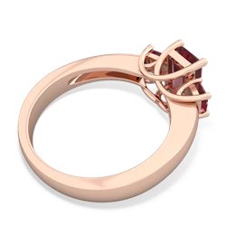 Lab Ruby Three Stone Emerald-Cut Trellis 14K Rose Gold ring R4021