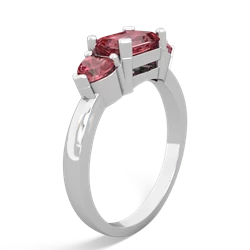 Garnet Three Stone 14K White Gold ring R5235