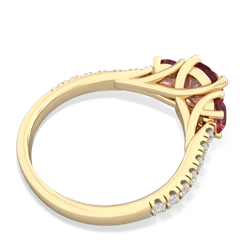 Lab Pink Sapphire Pave Trellis 14K Yellow Gold ring R5500