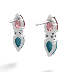 Pink Tourmaline Bowtie Drop 14K White Gold earrings E0865