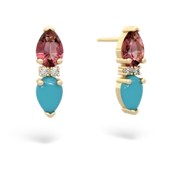 Pink Tourmaline Bowtie Drop 14K Yellow Gold earrings E0865