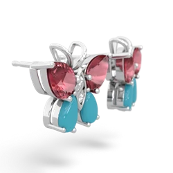 Pink Tourmaline Butterfly 14K White Gold earrings E2215