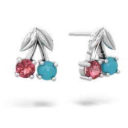 Pink Tourmaline Sweet Cherries 14K White Gold earrings E7001