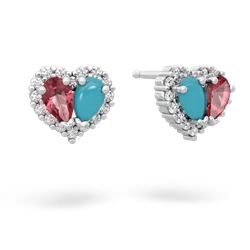 Pink Tourmaline Halo 14K White Gold earrings E7008