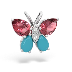 Pink Tourmaline Butterfly 14K White Gold pendant P2215