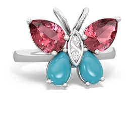 Pink Tourmaline Butterfly 14K White Gold ring R2215