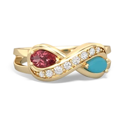 Pink Tourmaline Diamond Infinity 14K Yellow Gold ring R5390