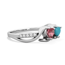 Pink Tourmaline Side By Side 14K White Gold ring R3090