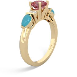 Pink Tourmaline 6Mm Round Eternal Embrace Engagement 14K Yellow Gold ring R2005