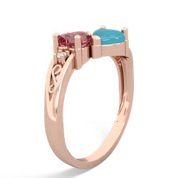 Pink Tourmaline Snuggling Hearts 14K Rose Gold ring R2178