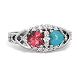 Pink Tourmaline Sparkling Celtic Knot 14K White Gold ring R2645