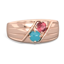 Pink Tourmaline Men's Streamline 14K Rose Gold ring R0460