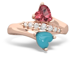 Pink Tourmaline Heart To Heart 14K Rose Gold ring R2064