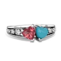 Pink Tourmaline Heart To Heart 14K White Gold ring R3342