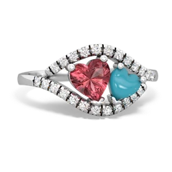 Pink Tourmaline Mother And Child 14K White Gold ring R3010