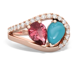 Pink Tourmaline Nestled Heart Keepsake 14K Rose Gold ring R5650