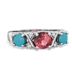 Pink Tourmaline Hugs And Kisses 14K White Gold ring R5016