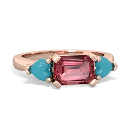 Pink Tourmaline Three Stone 14K Rose Gold ring R5235