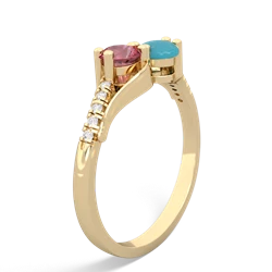 Pink Tourmaline Infinity Pave Two Stone 14K Yellow Gold ring R5285