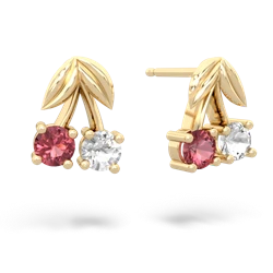 Pink Tourmaline Sweet Cherries 14K Yellow Gold earrings E7001