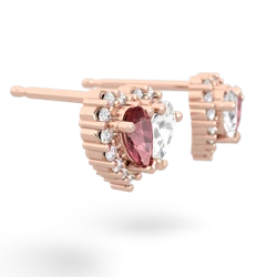 Pink Tourmaline Halo 14K Rose Gold earrings E7008