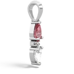 Pink Tourmaline Bowtie Drop 14K White Gold pendant P0865