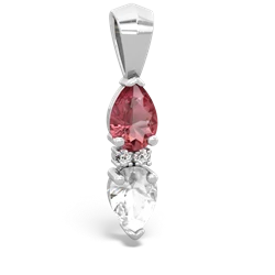 Pink Tourmaline Bowtie Drop 14K White Gold pendant P0865