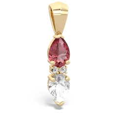 Pink Tourmaline Bowtie Drop 14K Yellow Gold pendant P0865