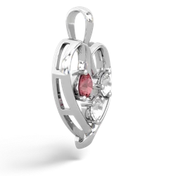 Pink Tourmaline Glowing Heart 14K White Gold pendant P2233