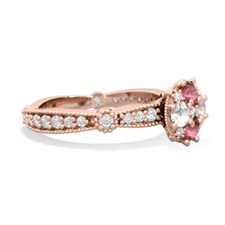 Pink Tourmaline Sparkling Tiara Cluster 14K Rose Gold ring R26293RD