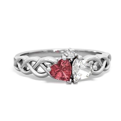 Pink Tourmaline Heart To Heart Braid 14K White Gold ring R5870