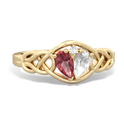 Pink Tourmaline Celtic Love Knot 14K Yellow Gold ring R5420