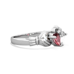 Pink Tourmaline 'Our Heart' Claddagh 14K White Gold ring R2388