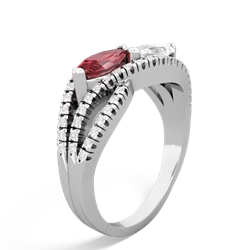 Pink Tourmaline Diamond Rivers 14K White Gold ring R3070