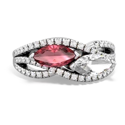 Pink Tourmaline Diamond Rivers 14K White Gold ring R3070