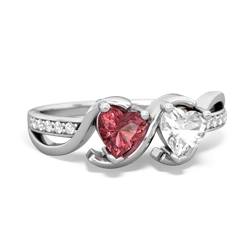 Pink Tourmaline Side By Side 14K White Gold ring R3090