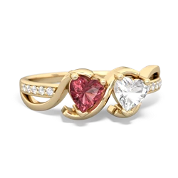 Pink Tourmaline Side By Side 14K Yellow Gold ring R3090