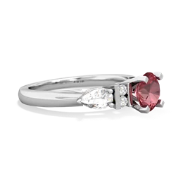 Pink Tourmaline 6Mm Round Eternal Embrace Engagement 14K White Gold ring R2005