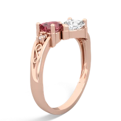 Pink Tourmaline Snuggling Hearts 14K Rose Gold ring R2178